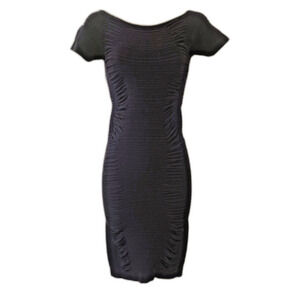 Women's Black Bodycon Dress - Party Cut Out Back Fitted Shaping One Size